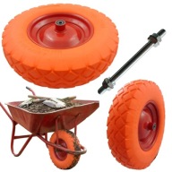 KOŁO DO TACZKI PEŁNE NIEPRZEBIJALNE Z OŚKĄ 4.00-8 BEZDĘTKOWE PU 200kg