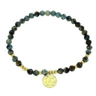 83572 Bransoletka złota stal chirurgiczna koraliki naturalne blaszka