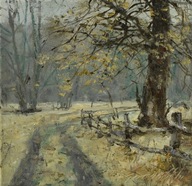 Zimowa pora" obraz olejny na płótnie 30x30cm , oryginał Garncarek Al,,,