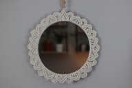 Lustro fi 30cm, makramowe, ozdobne, rękodzieło, oplot - naturalne złoto