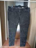 spodnie dżins denim rurki ze średnim stan szare strecz 44 jeggins na gumie