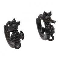 54938 KOLCZYKI czarna stal chirurgiczna konik morski z cyrkoniami