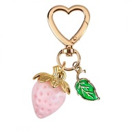 ECARLA Brelok do kluczy Złote Serce Różowa Truskawka BRL350R