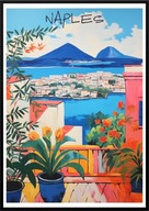 A2 KOLOROWY PIĘKNY PLAKAT NEAPOL WEZUWIUSZ NAPLES WŁOCHY