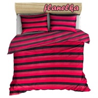 pościel z polaru 140x200 +1x70x80 zamek P 105 Pasy róż-bordo-popiel