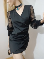 KOBIECA SEXY sukienka MARSZCZONA Z BOKU wyszczuplająca Gothic PIN UP L