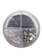 Koraliki cekiny DIY zestaw perełki do tworzenia ozdób biżuterii grafit biel