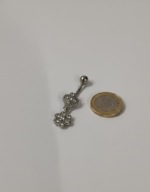 Nowy kolczyk do pępka, podwójny kwiatek z cyrkoniami, stal 316L