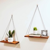 Półki Wiszące Drewniane Rustykalne Boho Zestaw 2 szt 43 cm