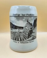 Vintage KUFEL rejs tratwą Isar, F & S Seitner 0,5L