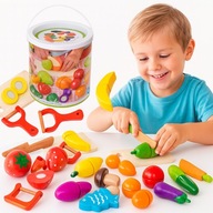 DREWNIANE WARZYWA OWOCE DO KROJENIA ZESTAW NA RZEP 17 ELEMENTÓW