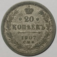 Rosja. 20 kopiejek 1907 Mikołaj II