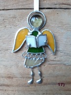 Aniołek z książką, witraż Tiffany’ego nr 17, zawieszka, IDEALNY PREZENT.