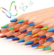 Kredki Tęczowe 7 w 1 Drewniane Ołówki Wielokolorowe ZESTAW 12 szt.