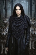 PIĘKNA WEŁNIANA MIĘKKA CIEPŁA CZARNA W 3D SZYDEŁKOWA CHUSTA BOHO_NA PREZENT