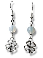 OP08 Kolczyki kamienie OPAL 4 listna koniczynka