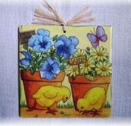 Robótkownia Kafelek obrazek 15x15 Ptak ptaki Kury kurki doniczki