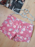 up 2 fashion 44 krótkie spodenki dżins materiał kwiatki listki różowe