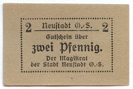 Banknot zastepczy - NEUSTADT O/S - PRUDNIK - 2 Pf