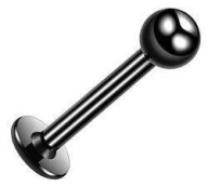 LABRET kolczyk CZARNY STAL 316L 1,2/8/3 mm