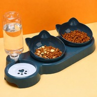 Podwójna miska dla kota z grawitacyjnym dozownikiem wody