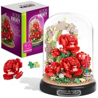 KLOCKI KWIATY KONSTRUKCYJNE ZESTAW RÓŻE CZERWONE WIECZNE W SZKLE 574 EL DIY