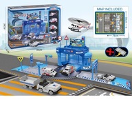 ZESTAW PARKING GARAŻ SAMOCHODOWY PIĘTROWY AUTA HELIKOPTER ZNAKI MAPA WOOPIE