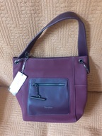 BORDOWA TOREBKA SKÓRZANA David Jones, modny szerszy pasek