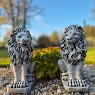 Betonowe Figury Ogrodowe Duże Lwy Para lew LEWY i PRAWY 40kg 53cm czarny