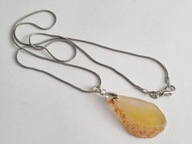 WISIOR NATURALNY PLASTER AGATU SREBRO 925