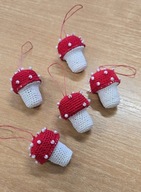 Zawieszki szydełkowe MUCHOMORKI – zestaw 5 szt. – 100 % handmade