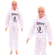 Ubranka dla lalki - Ken - Biały zestaw sportowy, buty !!!