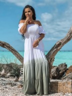 ZOCCO casualowa sukienka hiszpanka ombre KHAKI