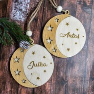 Drewniana BOMBKA 3D z imieniem Grawerowana Personalizowana na choinkę 10szt