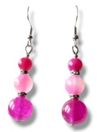 JFAG08 Kolczyki kamienie JADEIT FUKSJA AGAT