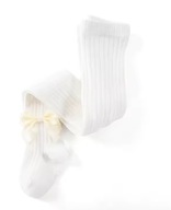 RAJSTOPY RAJTUZY BAWEŁNIANE Z KOKARDKĄ PRĄŻKOWANE 6 - 12 MIESIĘCY BIAŁE