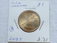 1 dolar 2018, Pierwszy patent, mennica Philadelphia holder, seria innowacje