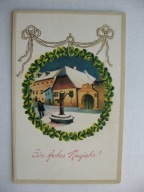 NOWY ROK STUDZIENKA NA RYNKU przedwojenna POCZTÓWKA WYTŁACZANA