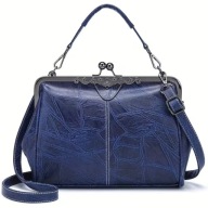 ELEGANCKA niebieska TOREBKA NA BIGIEL VINTAGE, MODNA ECO SKÓRA MIĘKKA