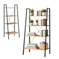 Loftowy wielofunkcyjny 4-poziomowy regał, czarny 60 x 35 x 147cm