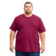 Duży T-shirt męski plus size bawełniany z haftem bordowy 3 XL 120 cm