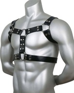 Regulowany harness z ćwiekami i metalowymi obręczami L