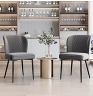 Krzesło do jadalni (komplet 2 szt.) z oparciem, aksamit, metalowa rama