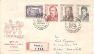 CZECHOSŁOWACJA -koperta FDC - erka obieg 1957 rok do NOWA HUTA