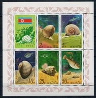 Korea Północna 1977 Znaczki A 1668-72A ** ryby muszle ślimaki fauna morska