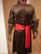 Żupan brązowy aksamit rozszerzony na dole guzy i pętelki pas gratis !