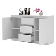 Komoda AGA 120 cm Biała Nowoczesna Pojemna 3 Szuflady 2 Drzwi Mat