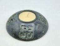 Ciekawy płaski świecznik z kamienia Japonia - UFO tealight