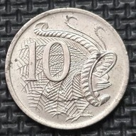 *AUSTRALIA [1919]*10 centów 1976 *Elżbieta II, Ptak Lirogon wspaniały