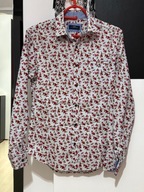 O Koszula Next wiązanki róż dyskretna paskowa faktura kieszeń bawełna S